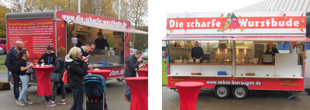 Die scharfe Wurstbude - unsere Imbisswagen sind im ganzen Ruhrgebiet/ NRW an festen Standplätzen und auf Food Truck Märkten und Street Food Festivals anzutreffen und können auch für eine Party oder ein Event gemietet werden.
